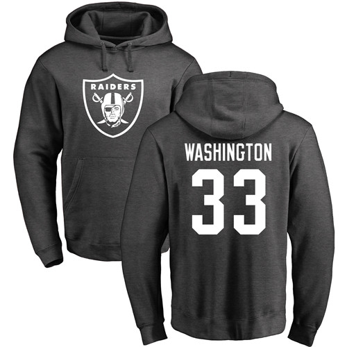 Men Oakland Raiders Ash DeAndre Washington One Color NFL Football #33 Pullover Hoodie Sweatshirts->nfl t-shirts->Sports Accessory